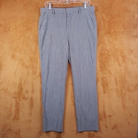 GANNI Pants Womens Size 40 Gray Straight Leg Pockets High Rise Trouser - Picture 1 of 10